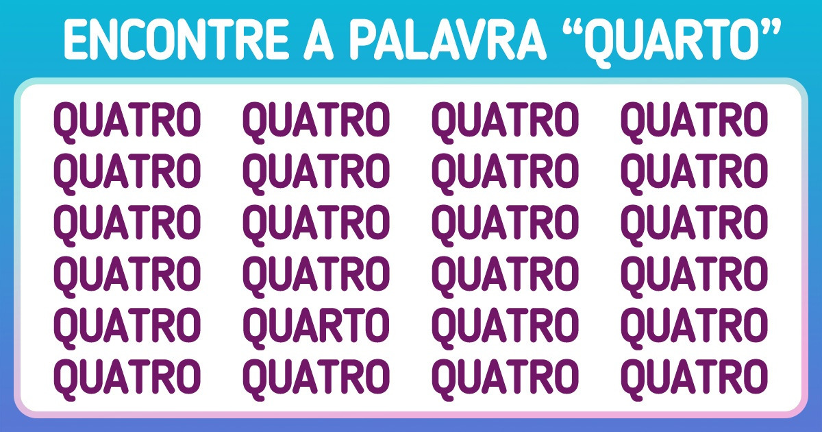 Teste: Mostre sua capacidade de concentração encontrando a palavra oculta em menos de 7 segundos Teste: Mostre sua capacidade de concentração encontrando a palavra oculta em menos de 7 segundos