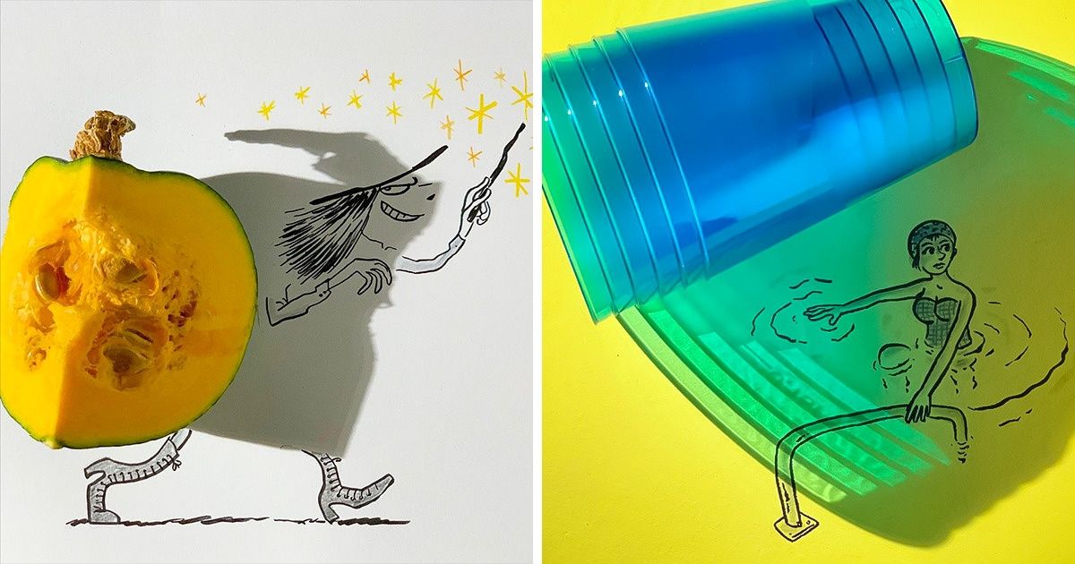 Um artista belga usa sombras para dar vida a objetos comuns com traços geniais Um artista belga usa sombras para dar vida a objetos comuns com traços geniais