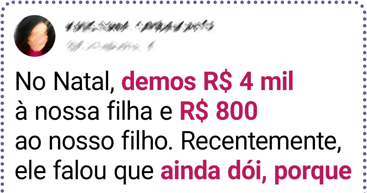 Meu filho está se sentindo preterido ao ganhar um presente mais barato que a irmã, agora nos questionamos se agimos mal Meu filho está se sentindo preterido ao ganhar um presente mais barato que a irmã, agora nos questionamos se agimos mal