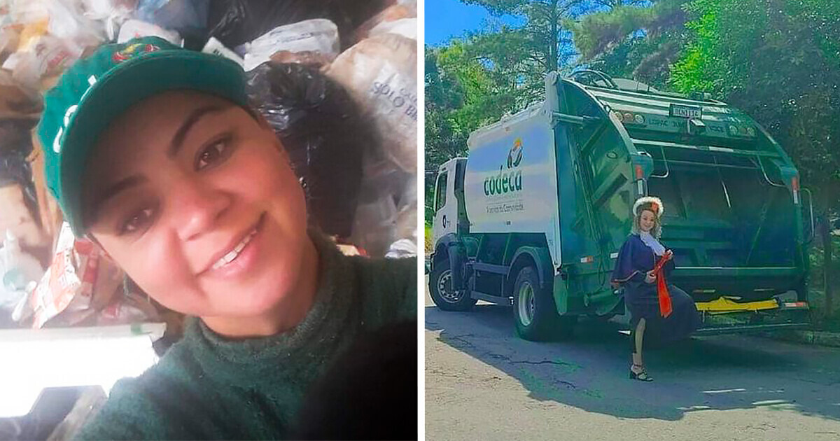 Ex-catadora de lixo realiza sonho de ser advogada e posa com caminhão