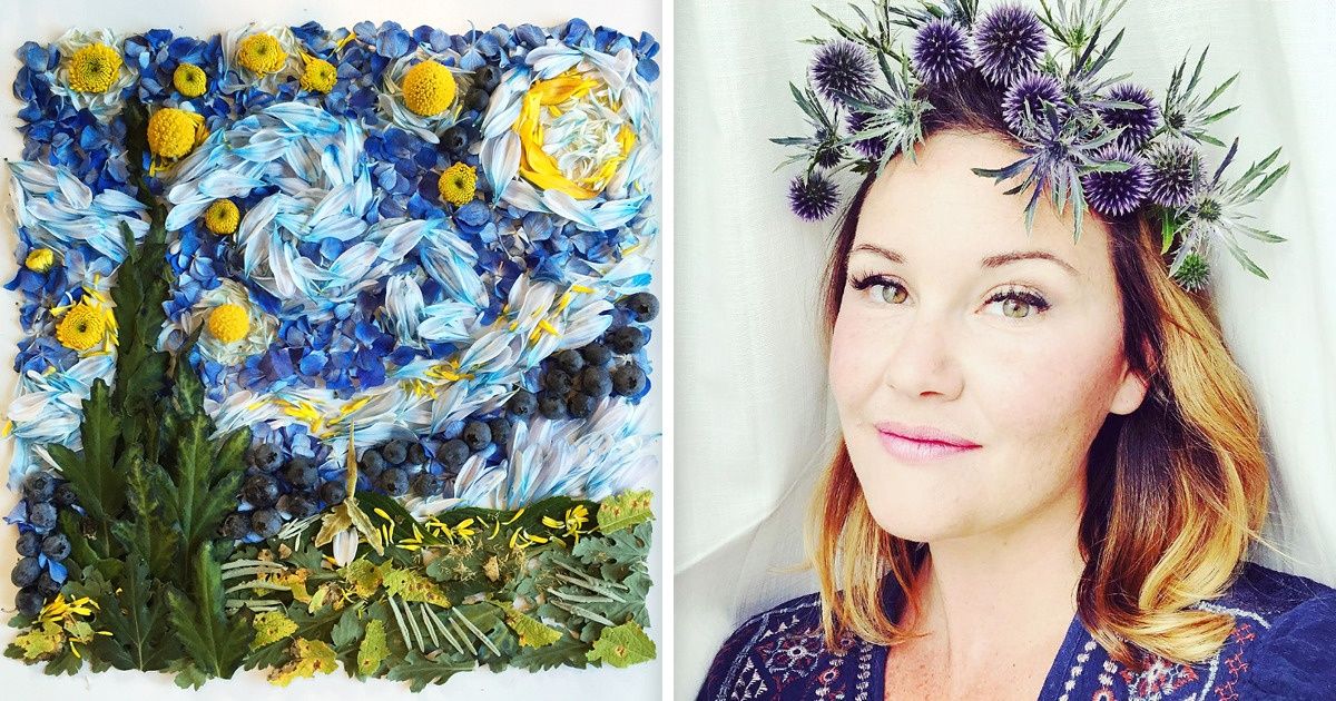 Artista americana cria belas obras usando... pétalas de flores