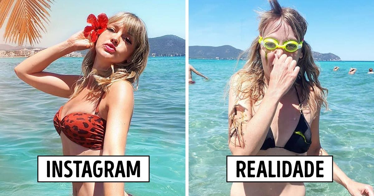 Blogueira compara fotos do Instagram versus realidade e traz à tona uma grande verdade Blogueira compara fotos do Instagram versus realidade e traz à tona uma grande verdade