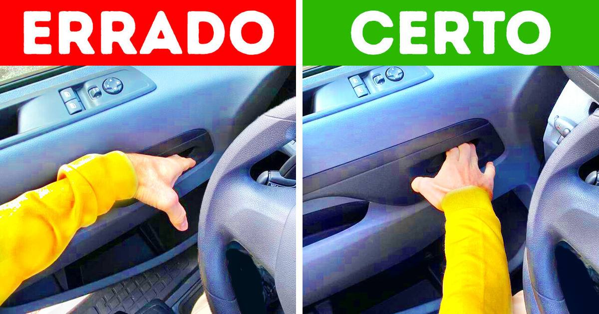 Abra a porta do motorista com a mão direita, aqui está o motivo