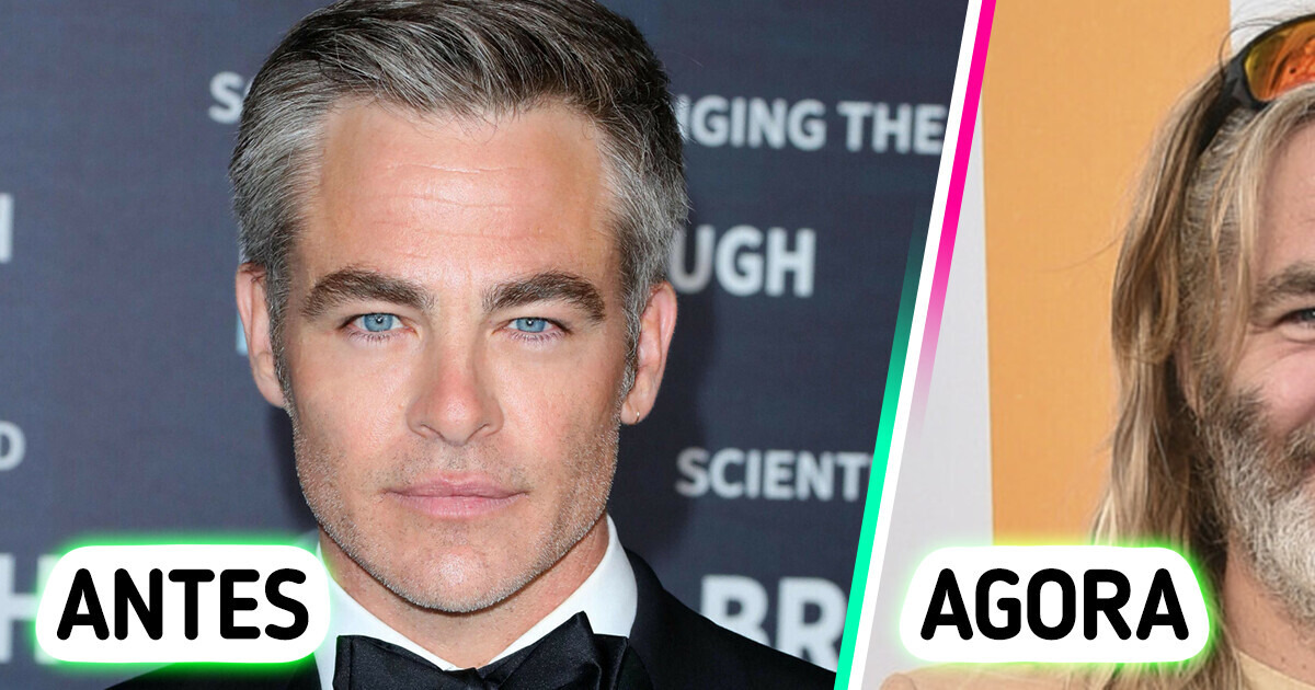 Chris Pine estreia novo visual e fãs se preocupam com "Crise da meia-idade"