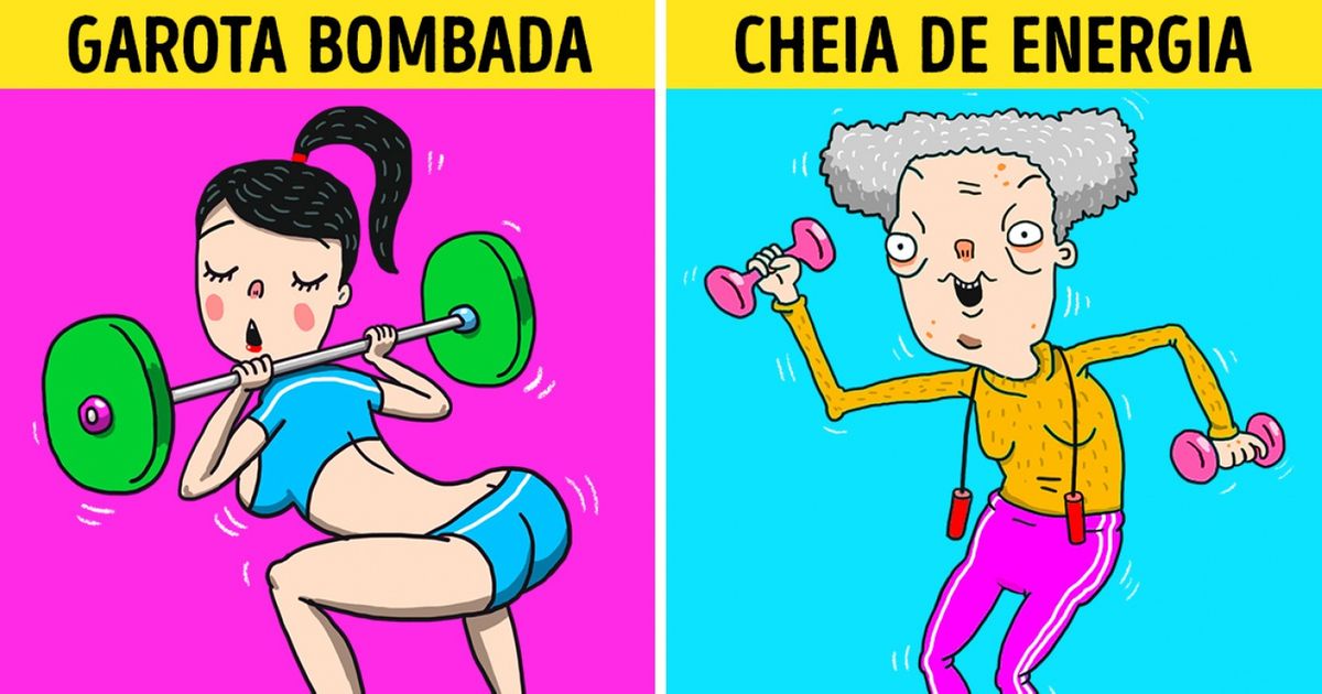 Quadrinhos mostram os personagens que são facilmente encontrados em qualquer academia