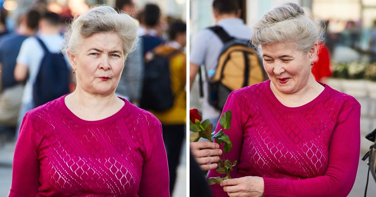 Experiência comprova que ganhar uma simples rosa pode mudar o dia de qualquer um pra melhor