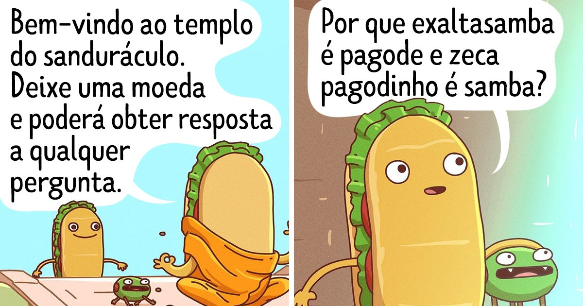 As Tirinhas do Sandubinha do Bem dão um toque de humor às comidas que os brasileiros adoram