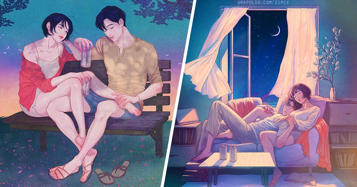 Artista ilustra, com traços delicados, seu imenso amor pelo marido