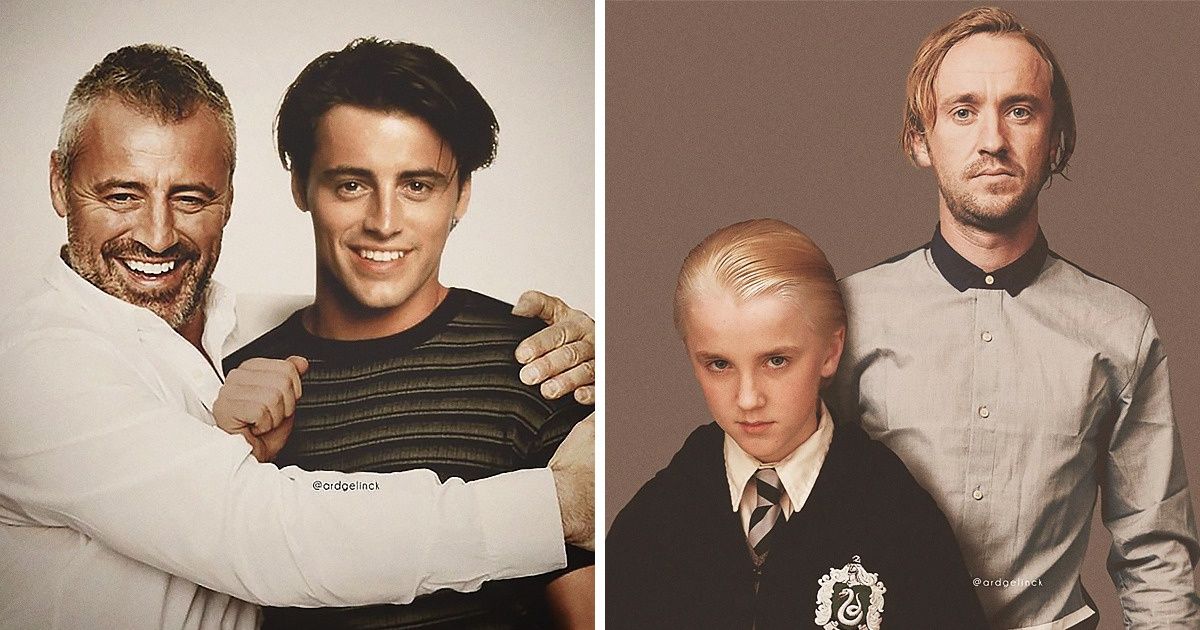Artista une, usando o Photoshop, as versões jovens e atuais de celebridades para mostrar como o tempo é implacável Artista une, usando o Photoshop, as versões jovens e atuais de celebridades para mostrar como o tempo é implacável