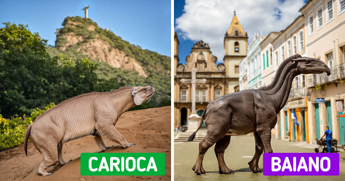 Como estes 15 animais extintos seriam se habitassem pontos turísticos brasileiros
