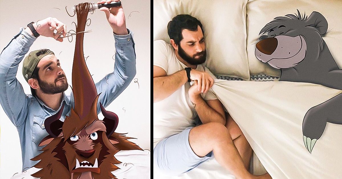 Ilustrador se diverte colocando personagens da Disney em sua rotina e o resultado é fantástico