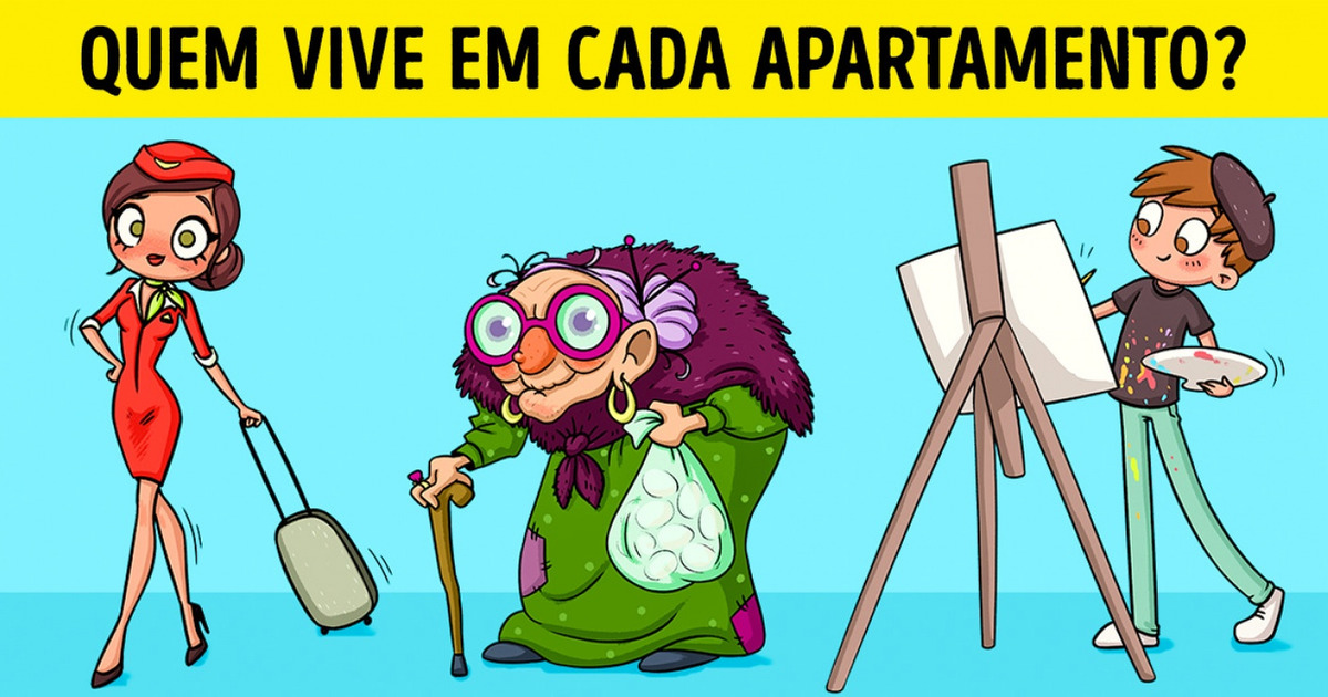 Identifique quem vive em cada apartamento e quem não mora no prédio