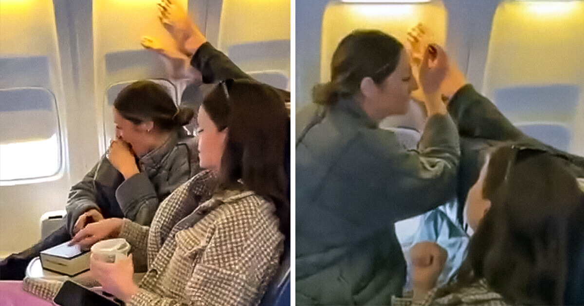 A rápida reação ao ser incomodada pelos pés de uma passageira no avião