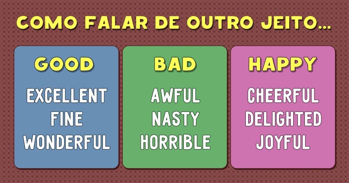 Sinônimos de 100 palavras muito usadas em inglês
