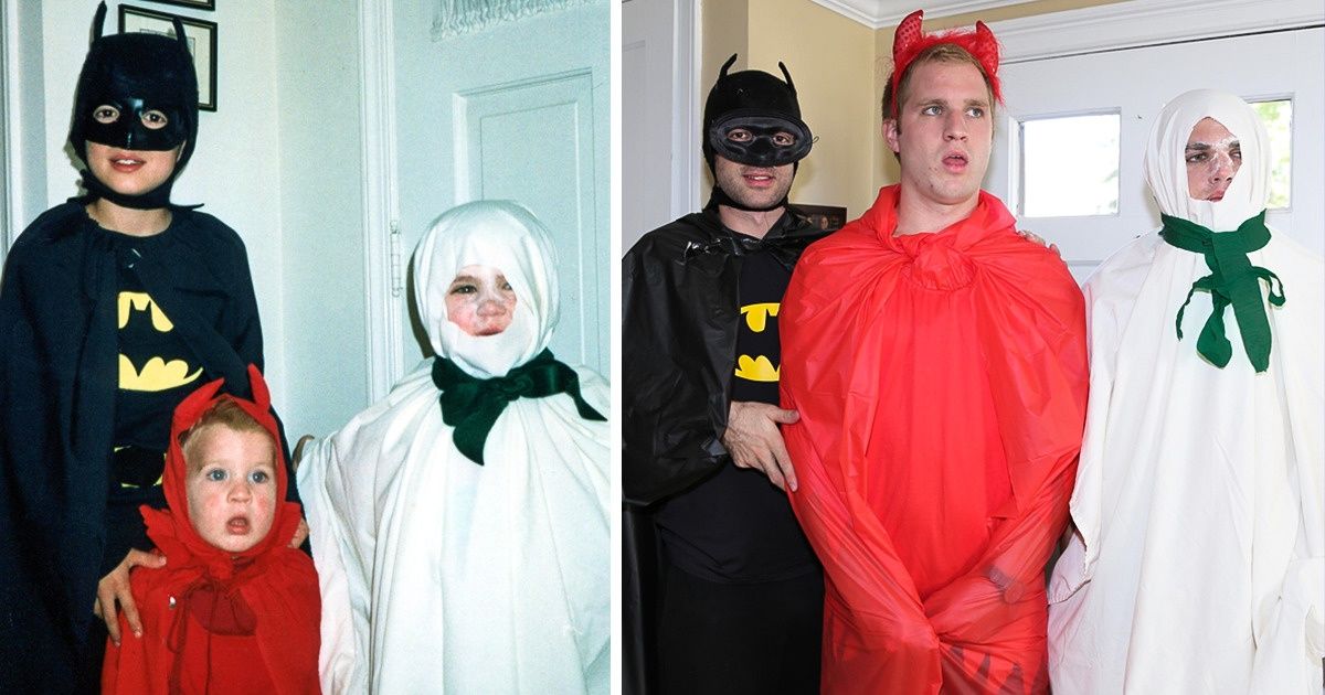 Irmãos recriam fotos de infância e o resultado é adorável e divertido ao mesmo tempo