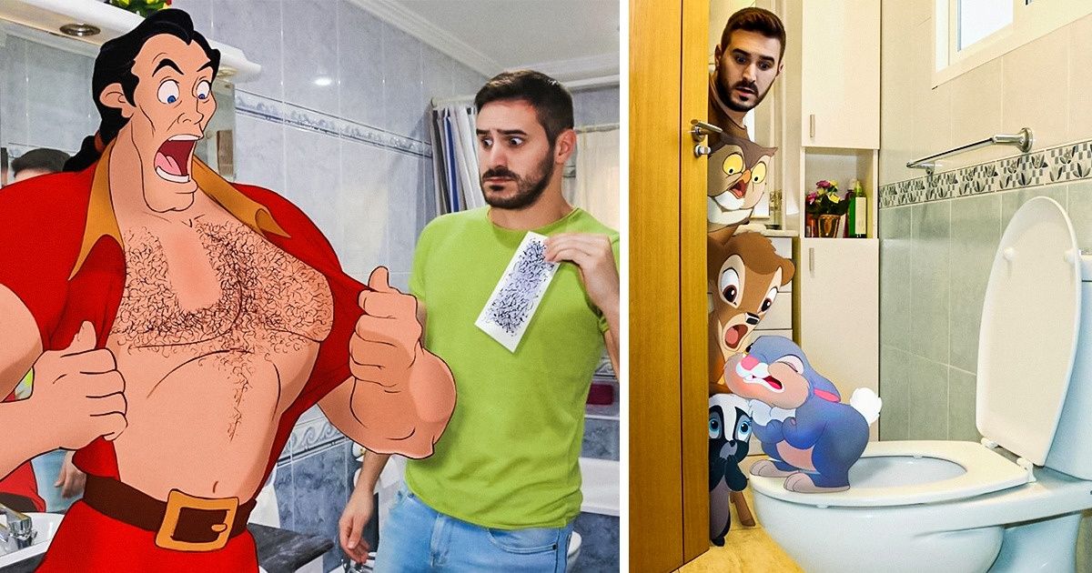 21 Fotos de um professor do ensino fundamental que faz montagens com personagens da Disney, para ver como seria viver com eles