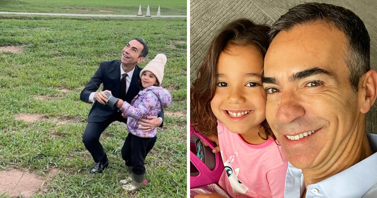 Papai de plantão! César Tralli é flagrado ainda de terno soltando pipa com a filha Manu Papai de plantão! César Tralli é flagrado ainda de terno soltando pipa com a filha Manu