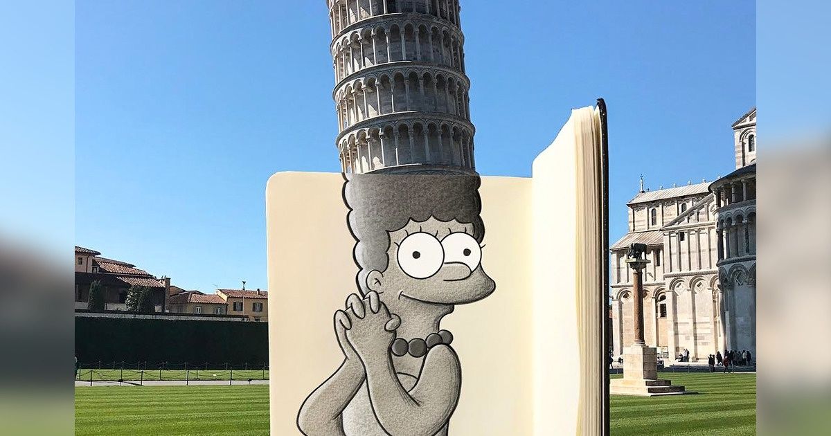 Artista fotografa lugares turísticos e os combina com ilustrações de personagens conhecidos Artista fotografa lugares turísticos e os combina com ilustrações de personagens conhecidos