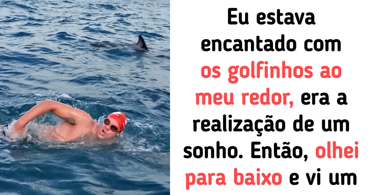 Nadador foi cercado por golfinhos no oceano e fica chocado ao descobrir o motivo Nadador foi cercado por golfinhos no oceano e fica chocado ao descobrir o motivo