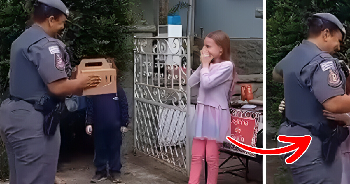 Policiais abordam uma criança vendendo doces na calçada e a atitude emociona internautas Policiais abordam uma criança vendendo doces na calçada e a atitude emociona internautas