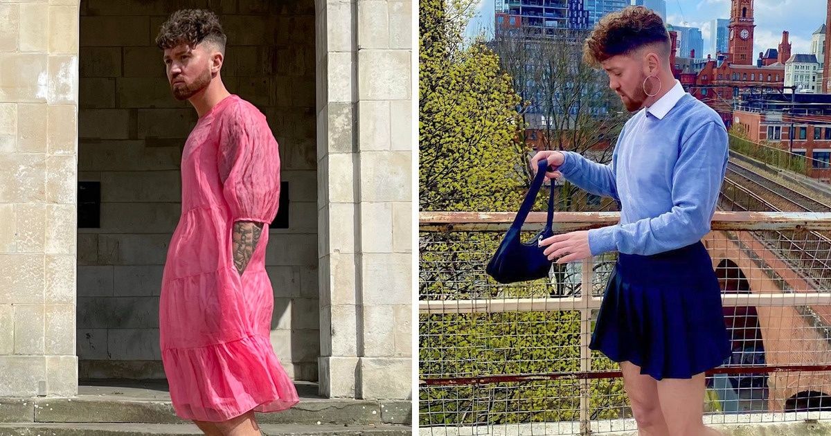 Sou um cara comum que adora usar saias e vestidos e acredito que não devemos atribuir gênero às roupas Sou um cara comum que adora usar saias e vestidos e acredito que não devemos atribuir gênero às roupas