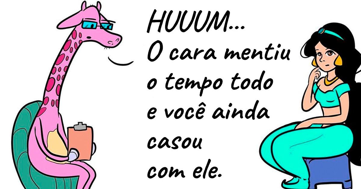 Girafa psicóloga atende as princesas da Disney e não hesita em falar a verdade para elas Girafa psicóloga atende as princesas da Disney e não hesita em falar a verdade para elas