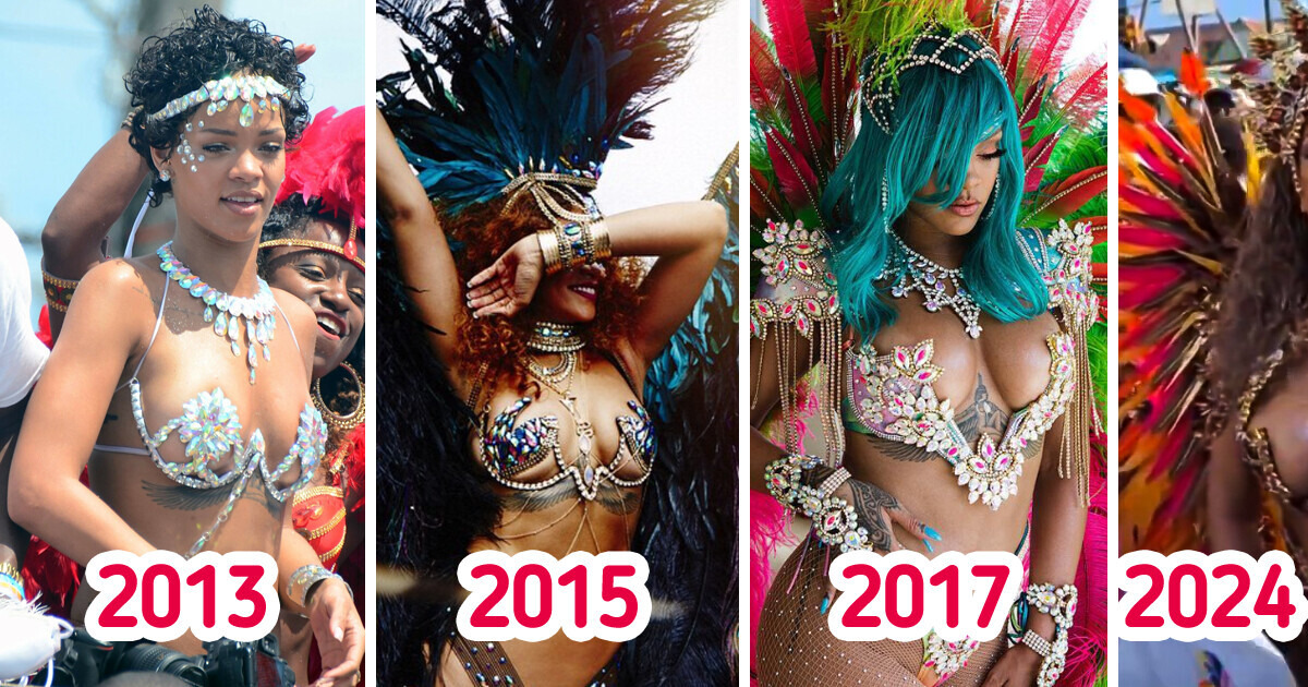 Rihanna se transforma em uma fascinante deusa do Carnaval no Crop Over Rihanna se transforma em uma fascinante deusa do Carnaval no Crop Over
