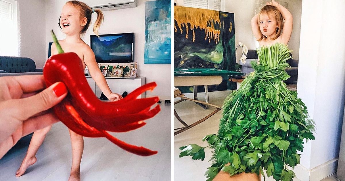 Esta mãe cria vestidos com objetos inusitados para sua filha e o resultado é cômico