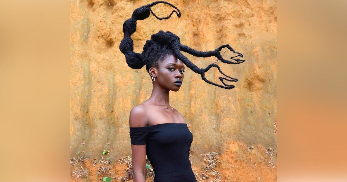 Artista africana mostra seus dons artísticos em forma de penteados inusitados