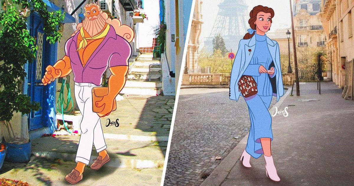 Artista deu um toque moderno aos personagens clássicos da Disney, inserindo-os em destinos dos sonhos Artista deu um toque moderno aos personagens clássicos da Disney, inserindo-os em destinos dos sonhos
