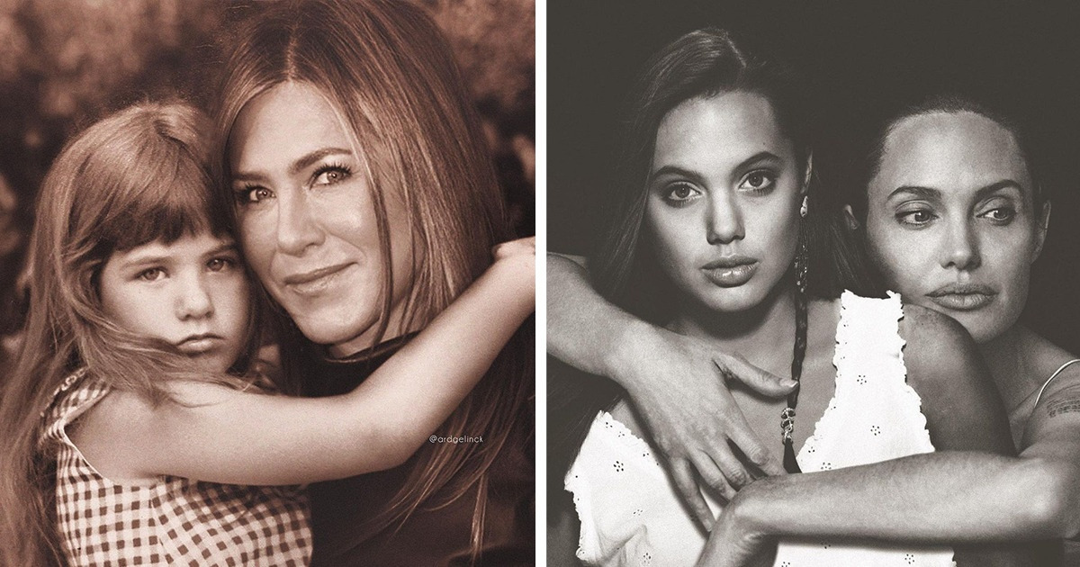 Artista cria imagens de celebridades, nas quais elas se encontram consigo mesmas, mais jovens
