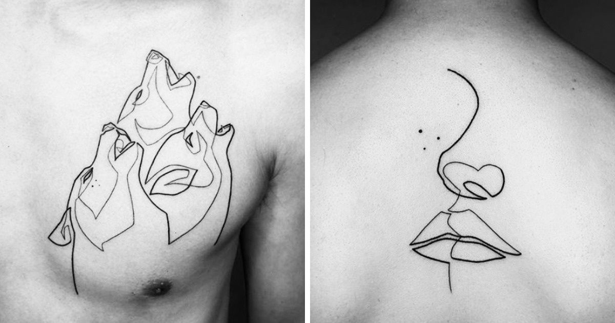 20+ ideias de tatuagens adoráveis feitas a partir de um único traço