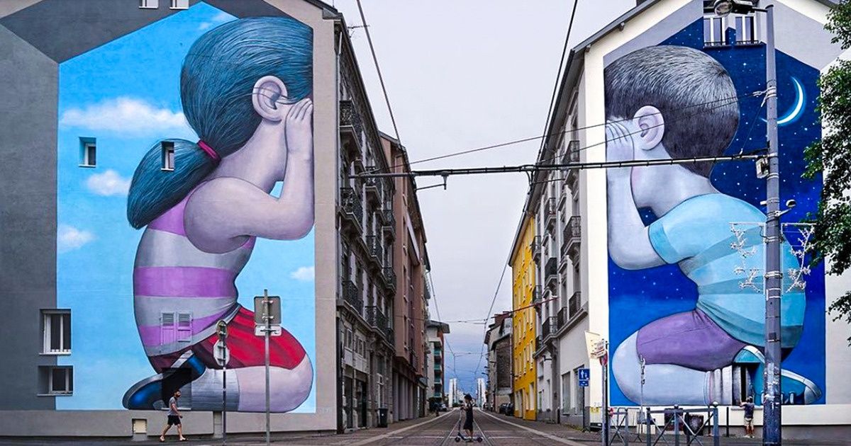 Um artista pinta murais capazes de despertar sua criança interior Um artista pinta murais capazes de despertar sua criança interior