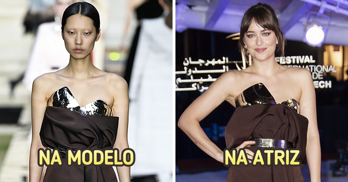15+ Trajes de estilistas famosos que ficaram diferentes nas celebridades em comparação com quando foram exibidos nas passarelas