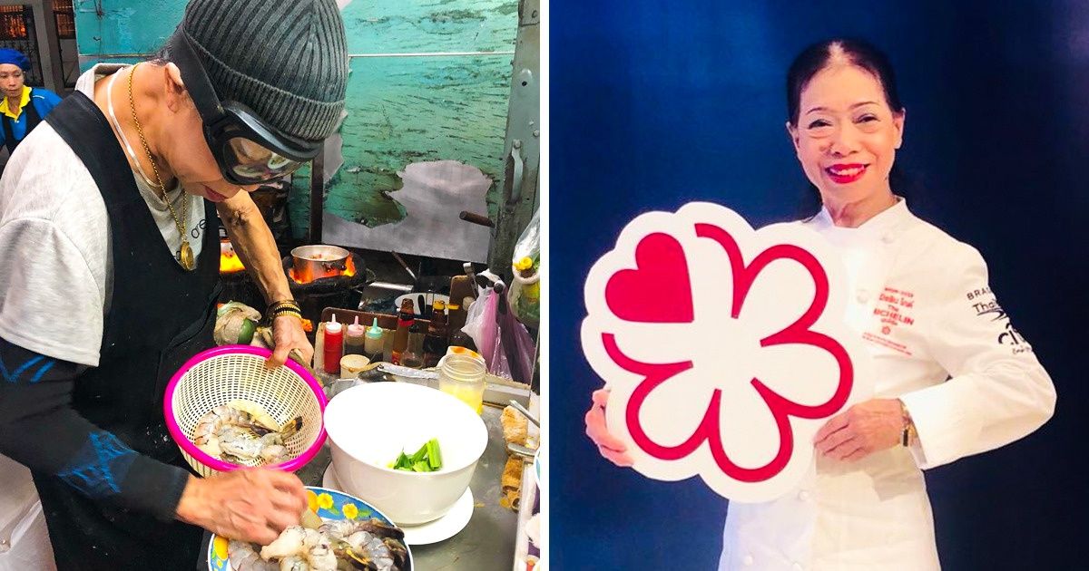 Tailandesa de 74 anos recebeu uma estrela Michelin pela deliciosa comida de rua que faz em um pequeno local Tailandesa de 74 anos recebeu uma estrela Michelin pela deliciosa comida de rua que faz em um pequeno local