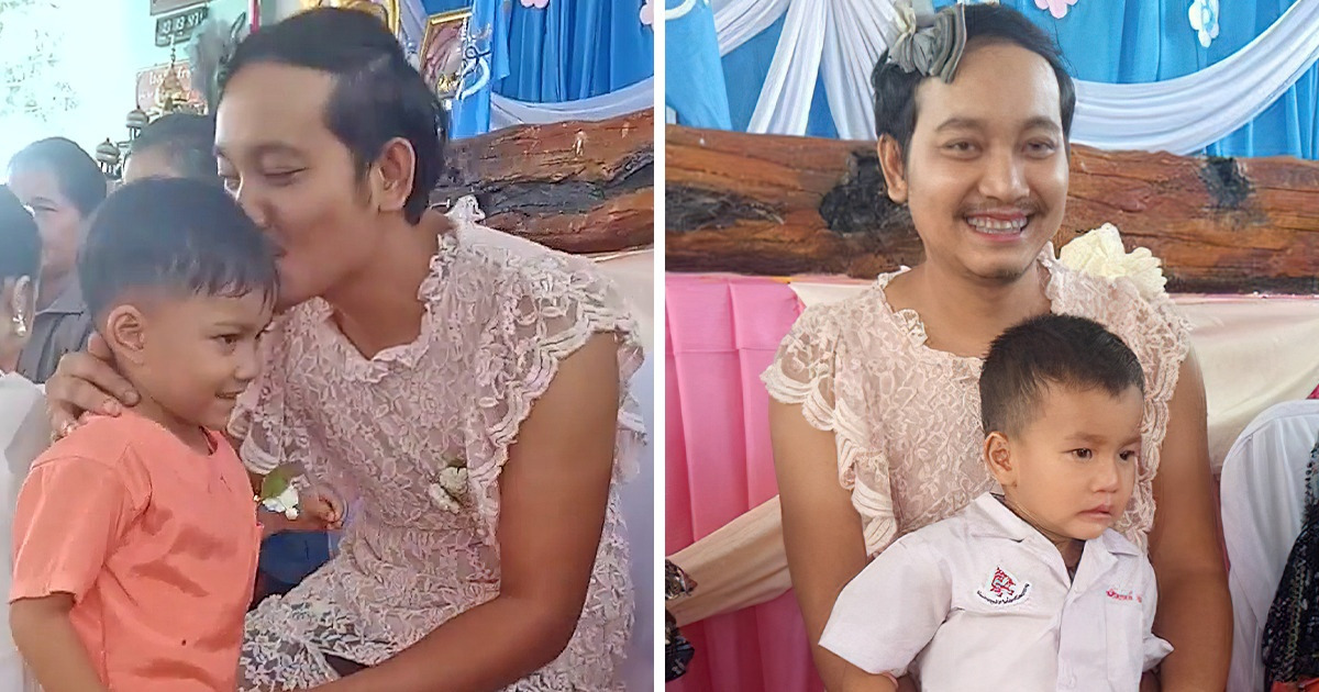 Pai solo aparece de vestido na escola dos filhos por uma razão muito especial