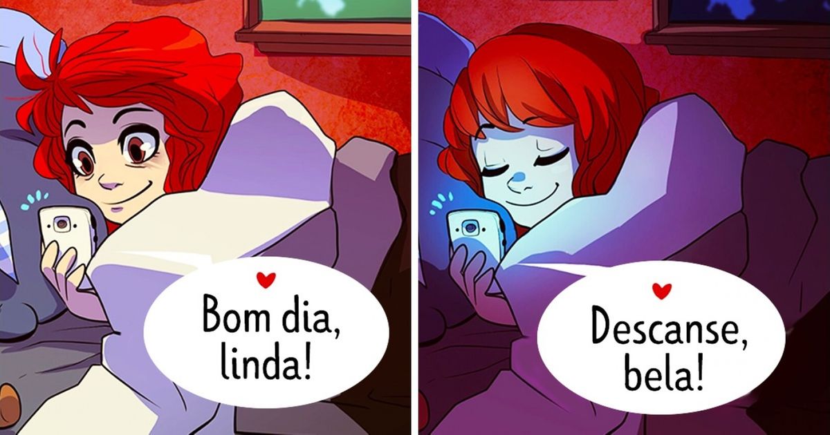 Artista ilustra situações de um relacionamento a distância Artista ilustra situações de um relacionamento a distância