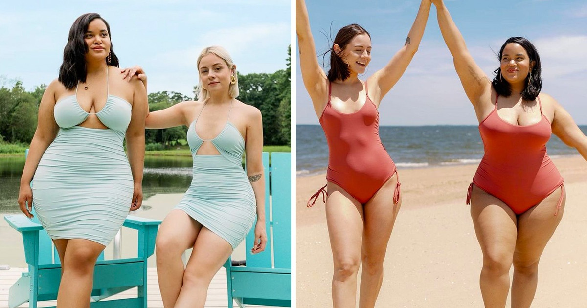 Duas amigas posam com as mesmas roupas e provam que o que importa é o estilo, não o tamanho Duas amigas posam com as mesmas roupas e provam que o que importa é o estilo, não o tamanho