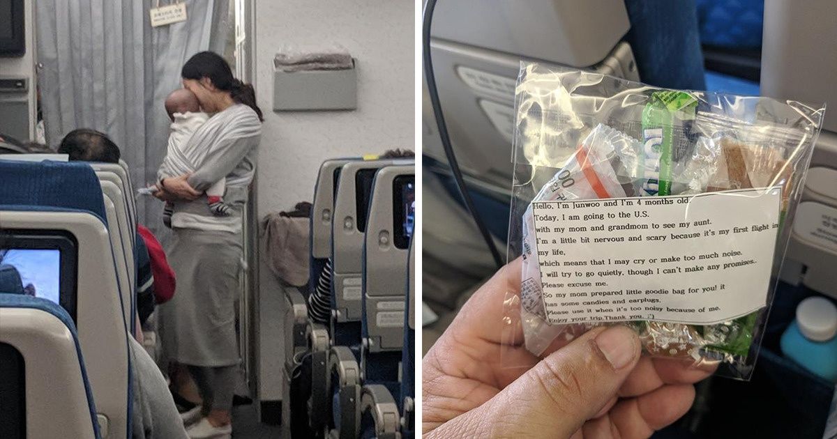 A mãe que distribuiu 200 lembranças num avião em nome de seu bebê A mãe que distribuiu 200 lembranças num avião em nome de seu bebê