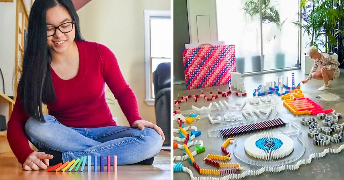 Aos 19 anos, ela fez um trabalho para Katy Perry derrubando dominós