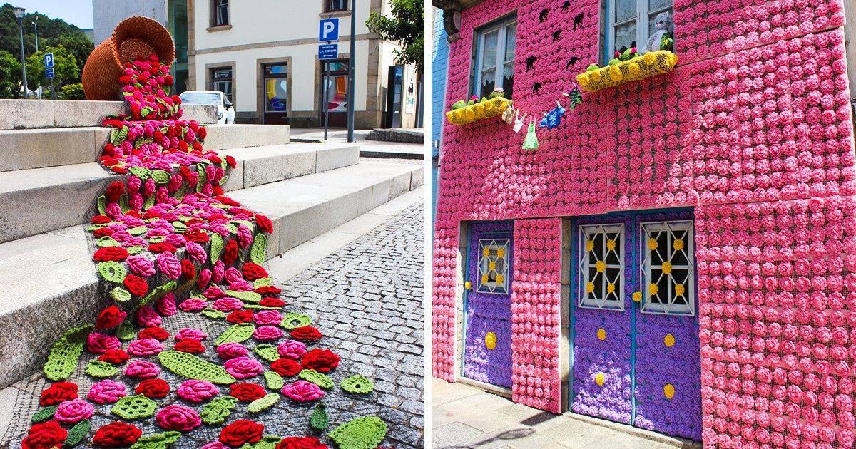 O crochê inundou as ruas de uma vila portuguesa e o resultado é a mais pura criatividade O crochê inundou as ruas de uma vila portuguesa e o resultado é a mais pura criatividade