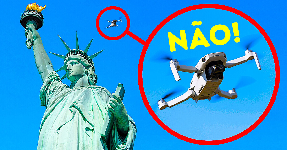 É melhor não usar um drone perto da Estátua da Liberdade É melhor não usar um drone perto da Estátua da Liberdade