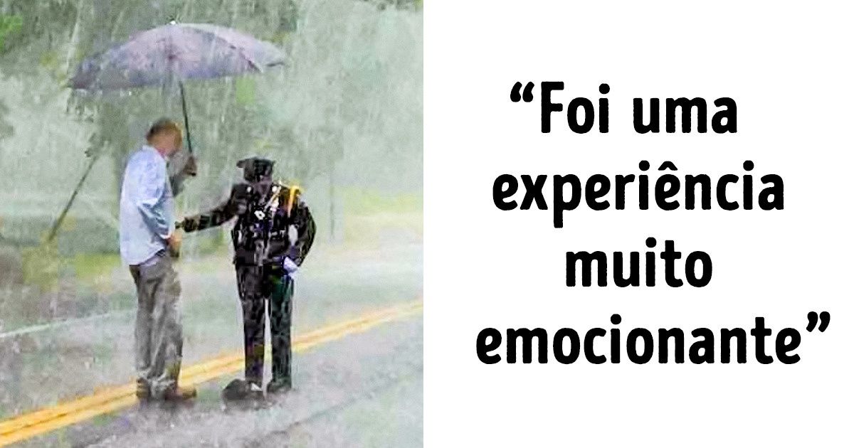 Casal vê policial sozinha na chuva e descobre algo sensacional