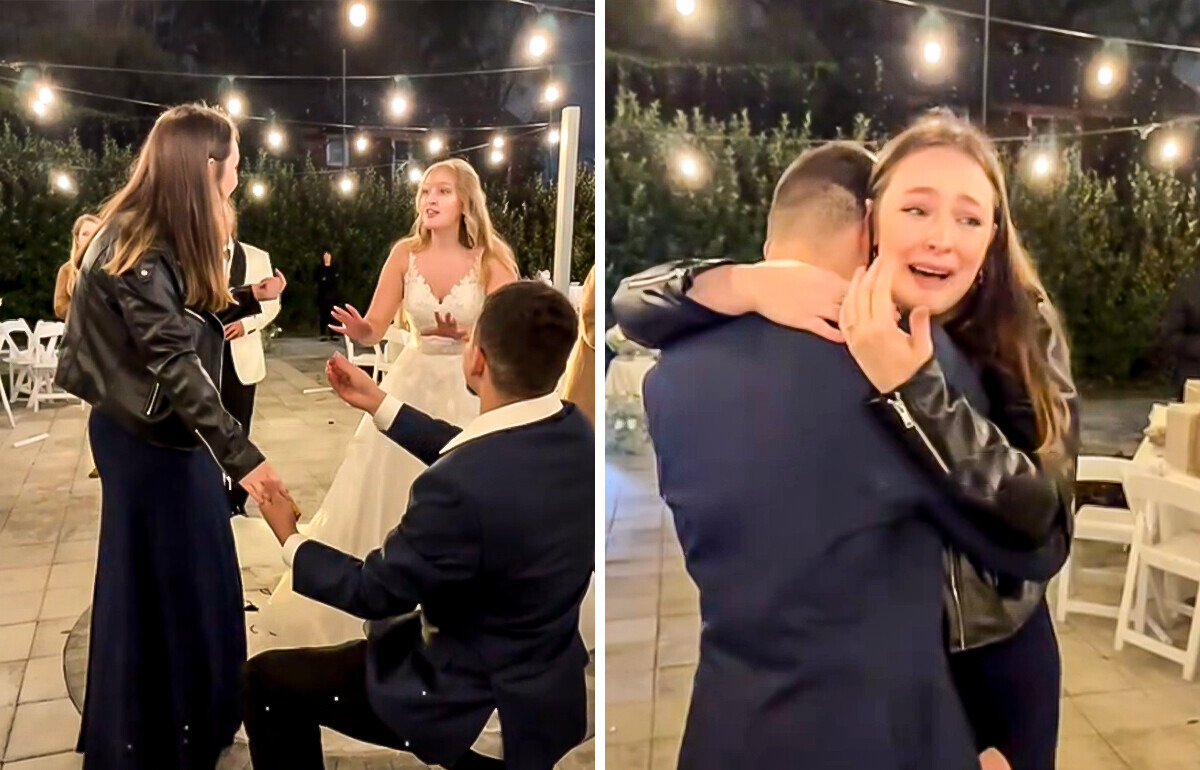 Ele pediu a namorada em casamento no meio da cerimônia de um amigo e virou alvo da internet