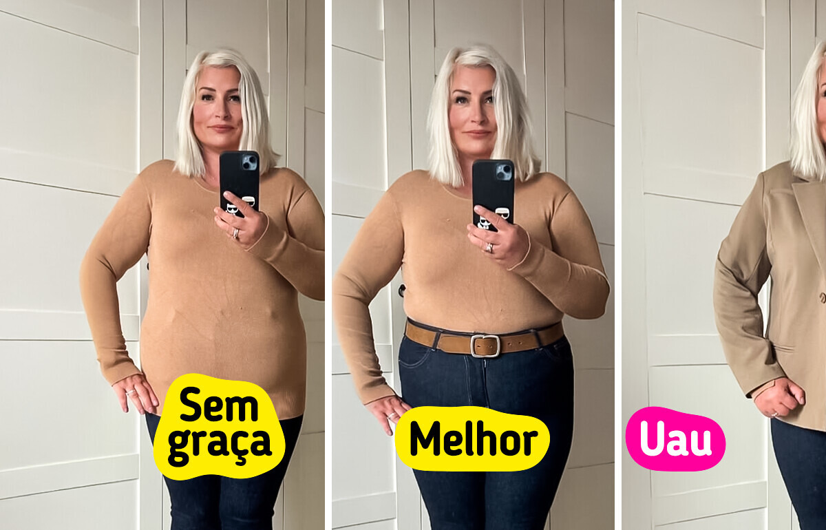 Uma mulher mostra pequenas mudanças para evitar erros de moda comuns