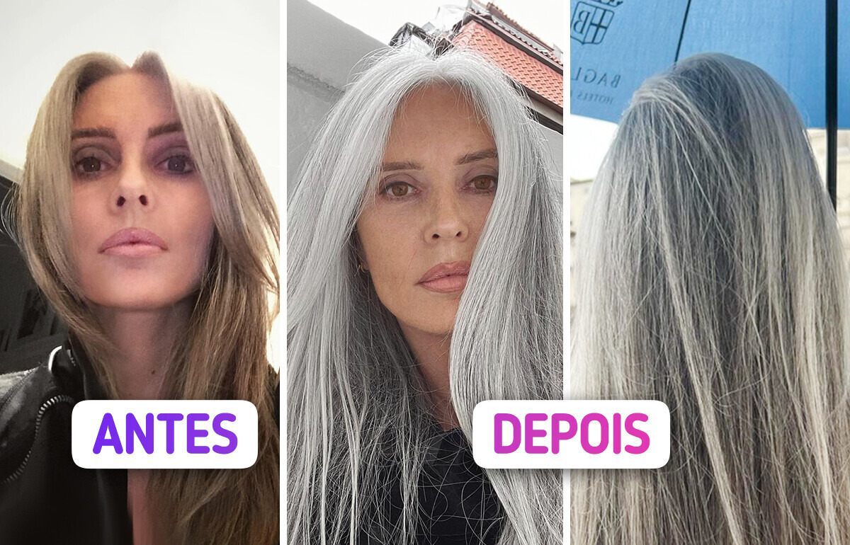Ela assumiu os cabelos grisalhos aos 55 anos e se sentiu mais bonita do que nunca