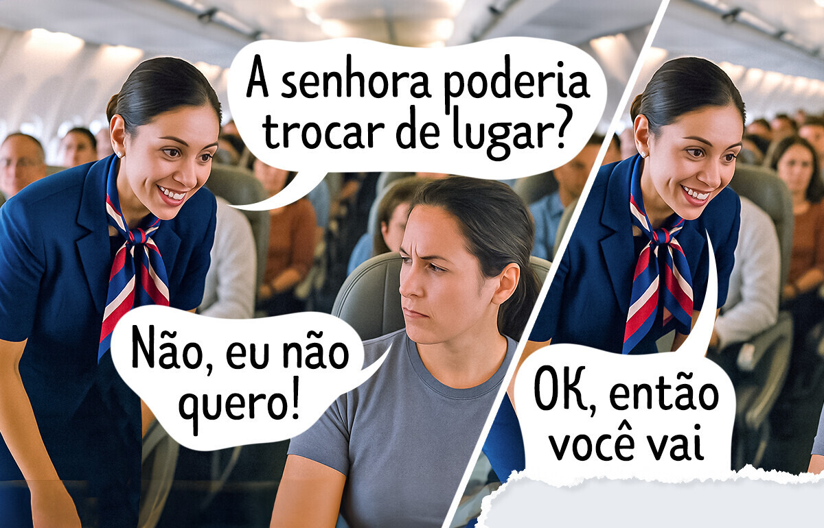 Comissária viraliza ao revelar o truque que usa com quem se recusa a trocar de lugar Comissária viraliza ao revelar o truque que usa com quem se recusa a trocar de lugar