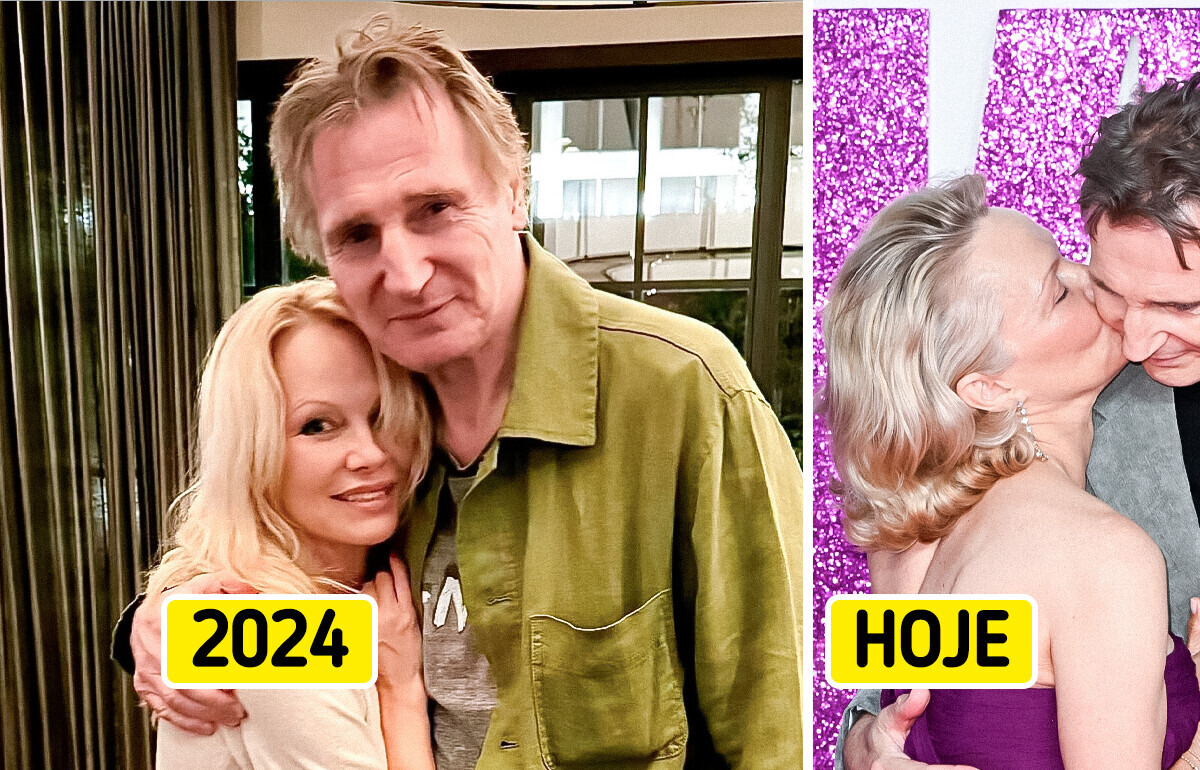 Pamela Anderson e Liam Neeson assumem romance e fãs reagem imediatamente Pamela Anderson e Liam Neeson assumem romance e fãs reagem imediatamente