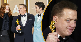 Brendan Fraser chora copiosamente ao ganhar seu primeiro Oscar cercado pela família