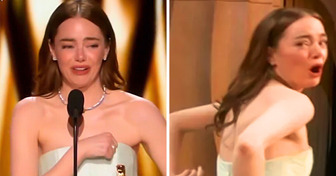Emma Stone sofreu com um baita problema em seu vestido ao receber o Oscar de melhor atriz